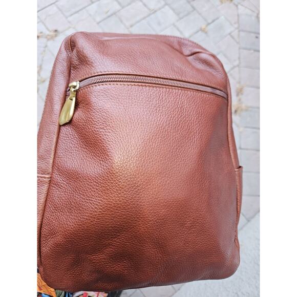 Libaire Leather Backpack Cognac Made in USA - 10x12x4 - Picture 10 of 14